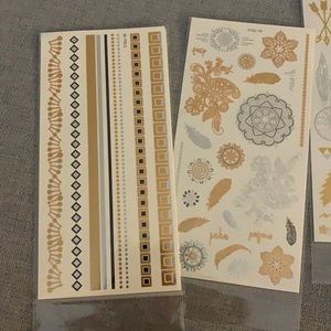 Tattoo Sticker Gold Silver Laces, Boho Style